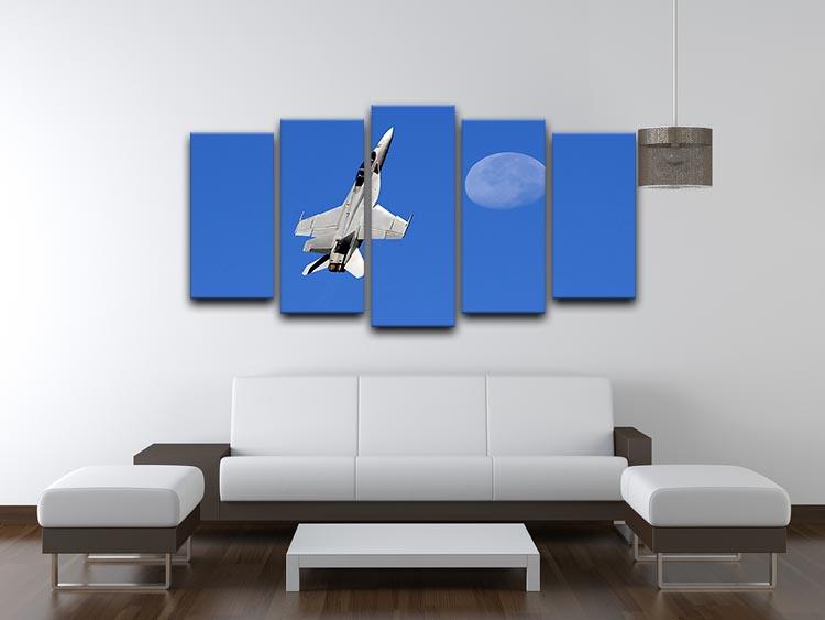 F-18 and the Moon 5 Split Panel Canvas  - Canvas Art Rocks - 3
