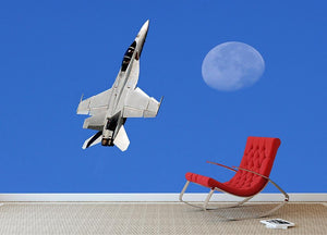 F-18 and the Moon Wall Mural Wallpaper - Canvas Art Rocks - 2