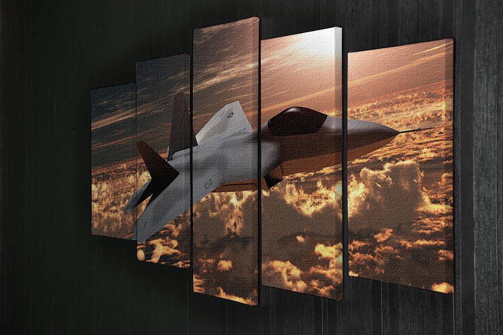 F22 Fighter Jet at Sunset 5 Split Panel Canvas  - Canvas Art Rocks - 2