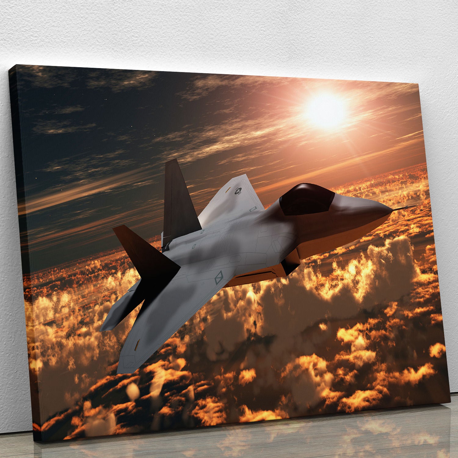 F22 Fighter Jet at Sunset Canvas Print or Poster - Canvas Art Rocks - 1