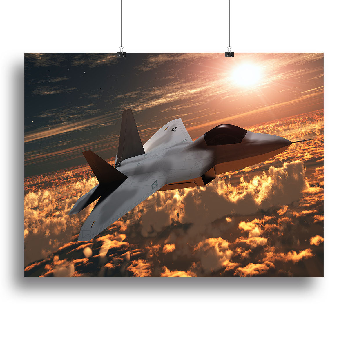 F22 Fighter Jet at Sunset Canvas Print or Poster - Canvas Art Rocks - 2