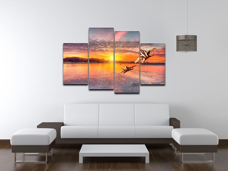 F 18 squadron over the sea 4 Split Panel Canvas  - Canvas Art Rocks - 3