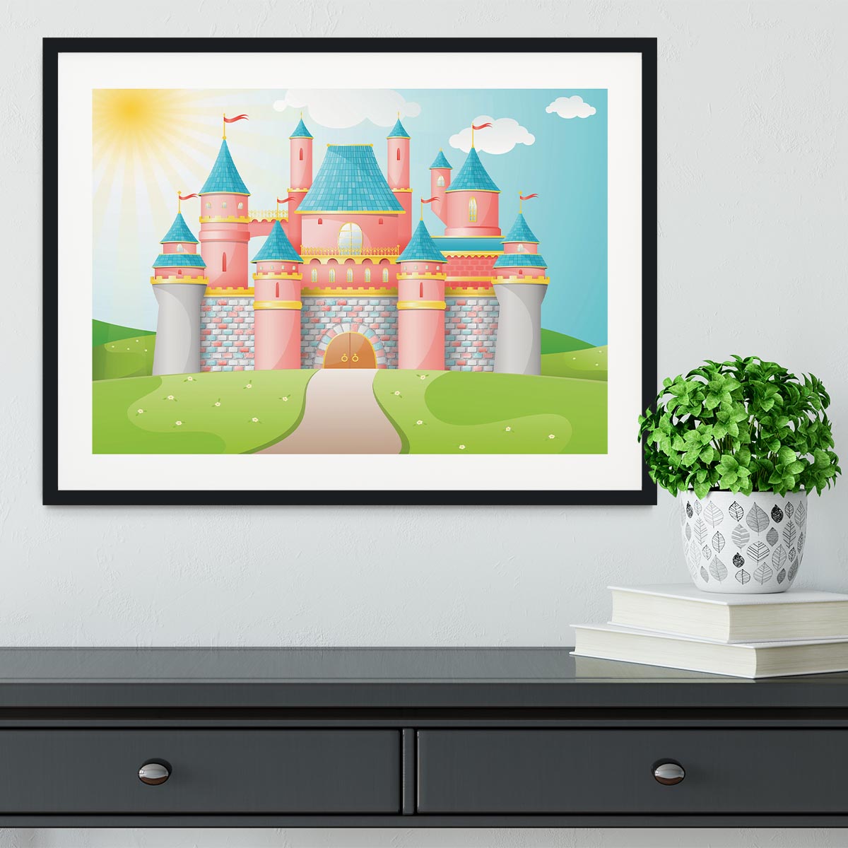 FairyTale castle illustration Framed Print - Canvas Art Rocks - 1
