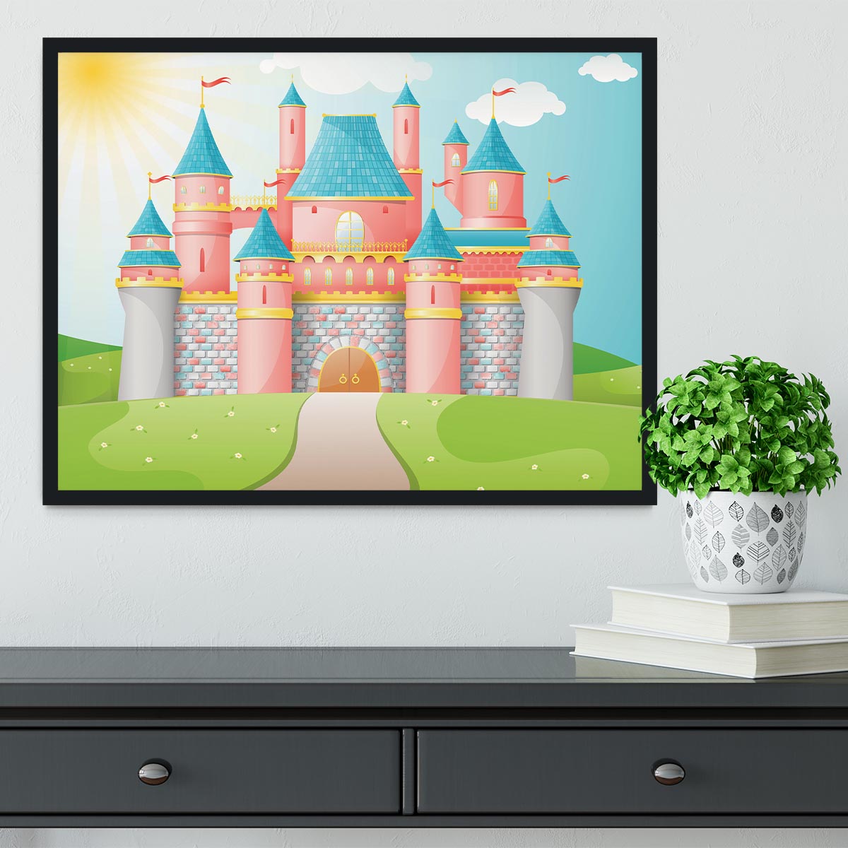 FairyTale castle illustration Framed Print - Canvas Art Rocks - 2