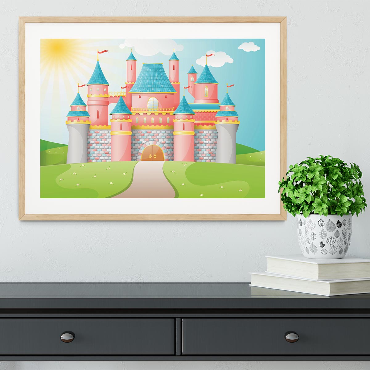 FairyTale castle illustration Framed Print - Canvas Art Rocks - 3