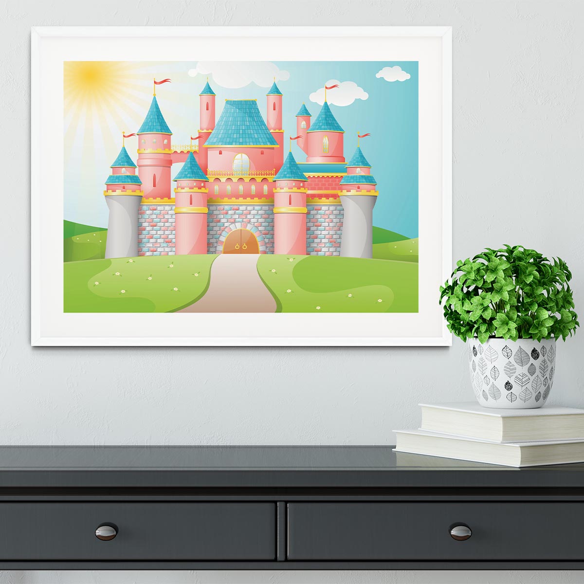 FairyTale castle illustration Framed Print - Canvas Art Rocks - 5