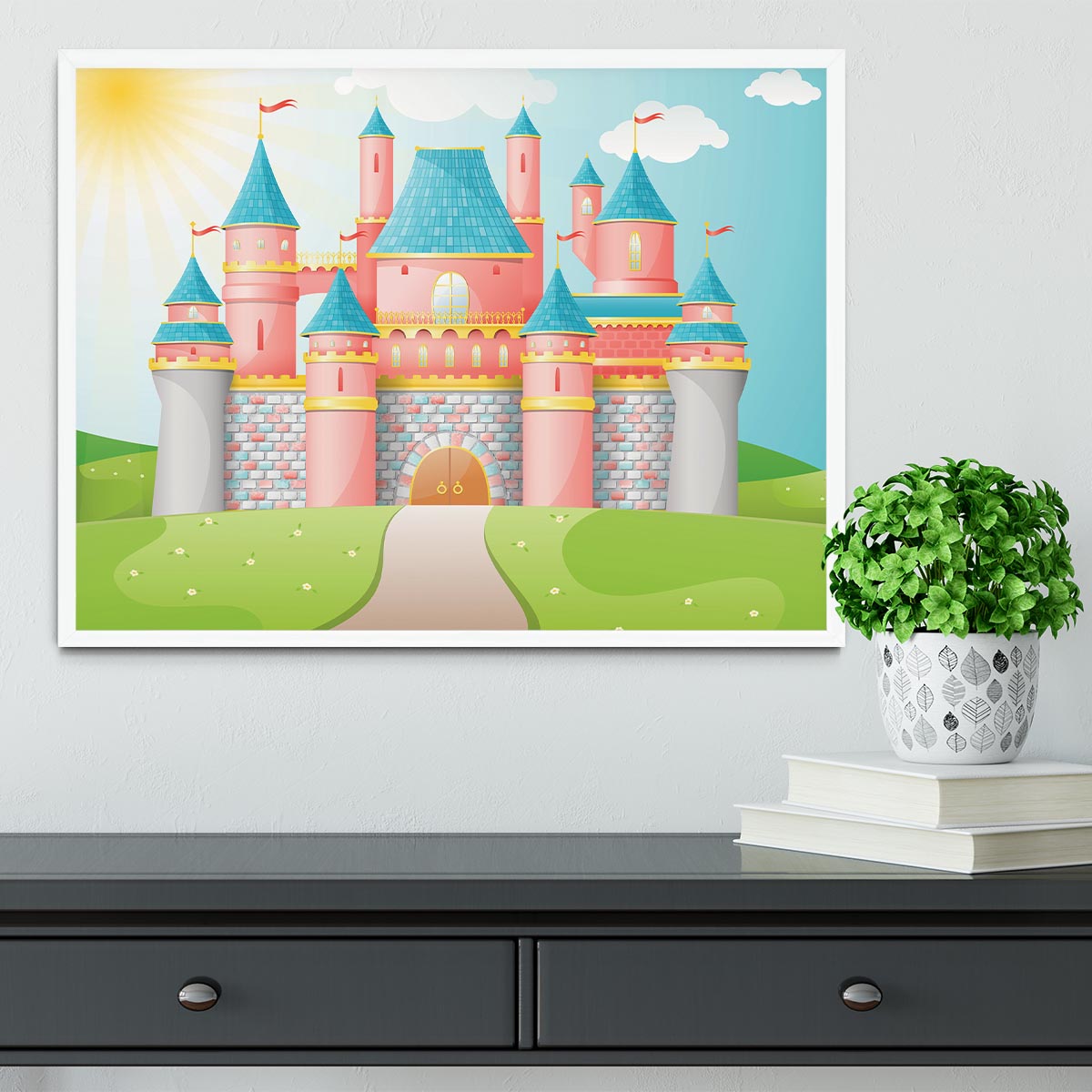 FairyTale castle illustration Framed Print - Canvas Art Rocks -6