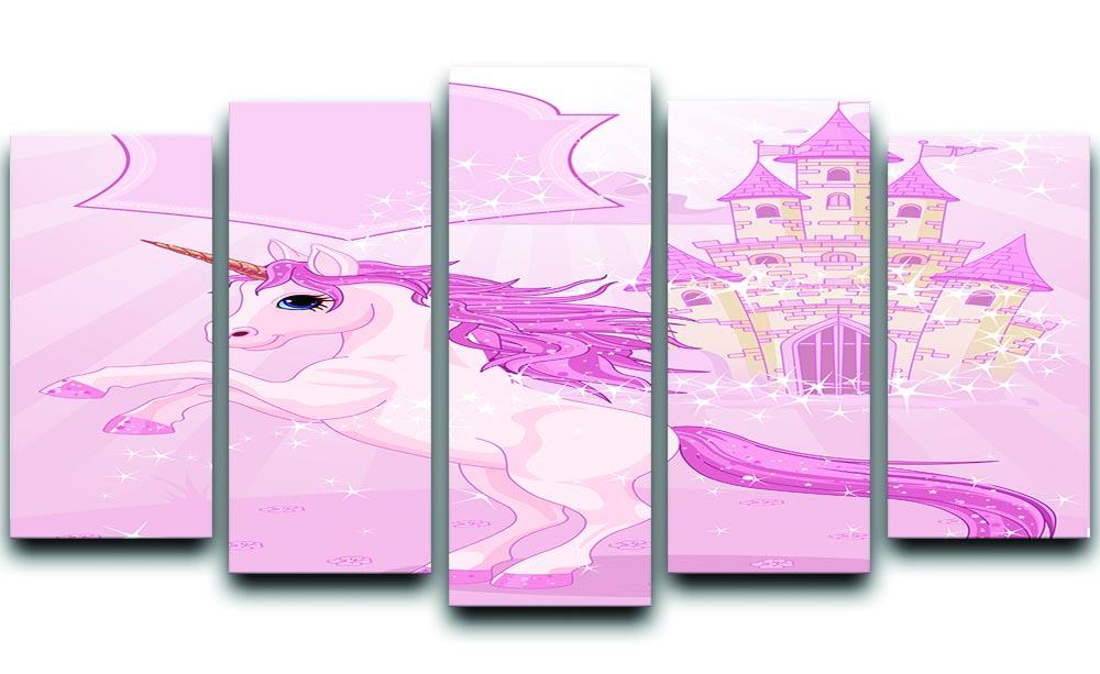 Fairy Tale Castle and Unicorn 5 Split Panel Canvas  - Canvas Art Rocks - 1