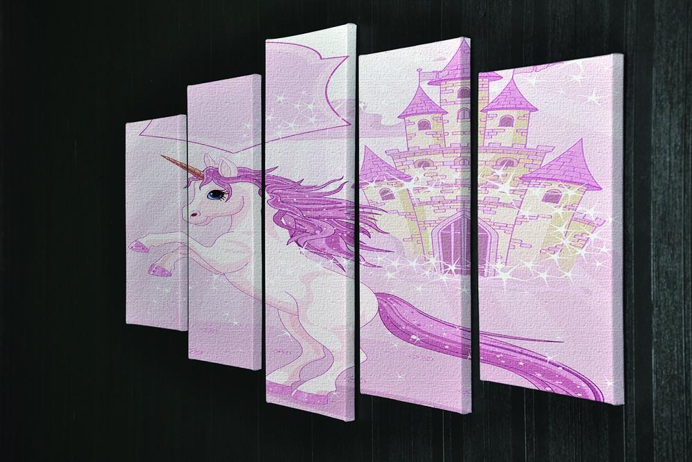 Fairy Tale Castle and Unicorn 5 Split Panel Canvas - Canvas Art Rocks - 2