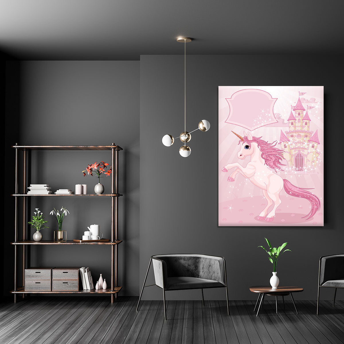 Fairy Tale Castle and Unicorn Canvas Print or Poster - Canvas Art Rocks - 5
