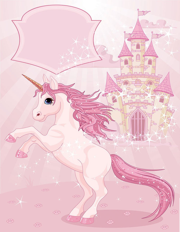 Fairy Tale Castle and Unicorn Wall Mural Wallpaper