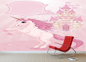 Fairy Tale Castle and Unicorn Wall Mural Wallpaper - Canvas Art Rocks - 3