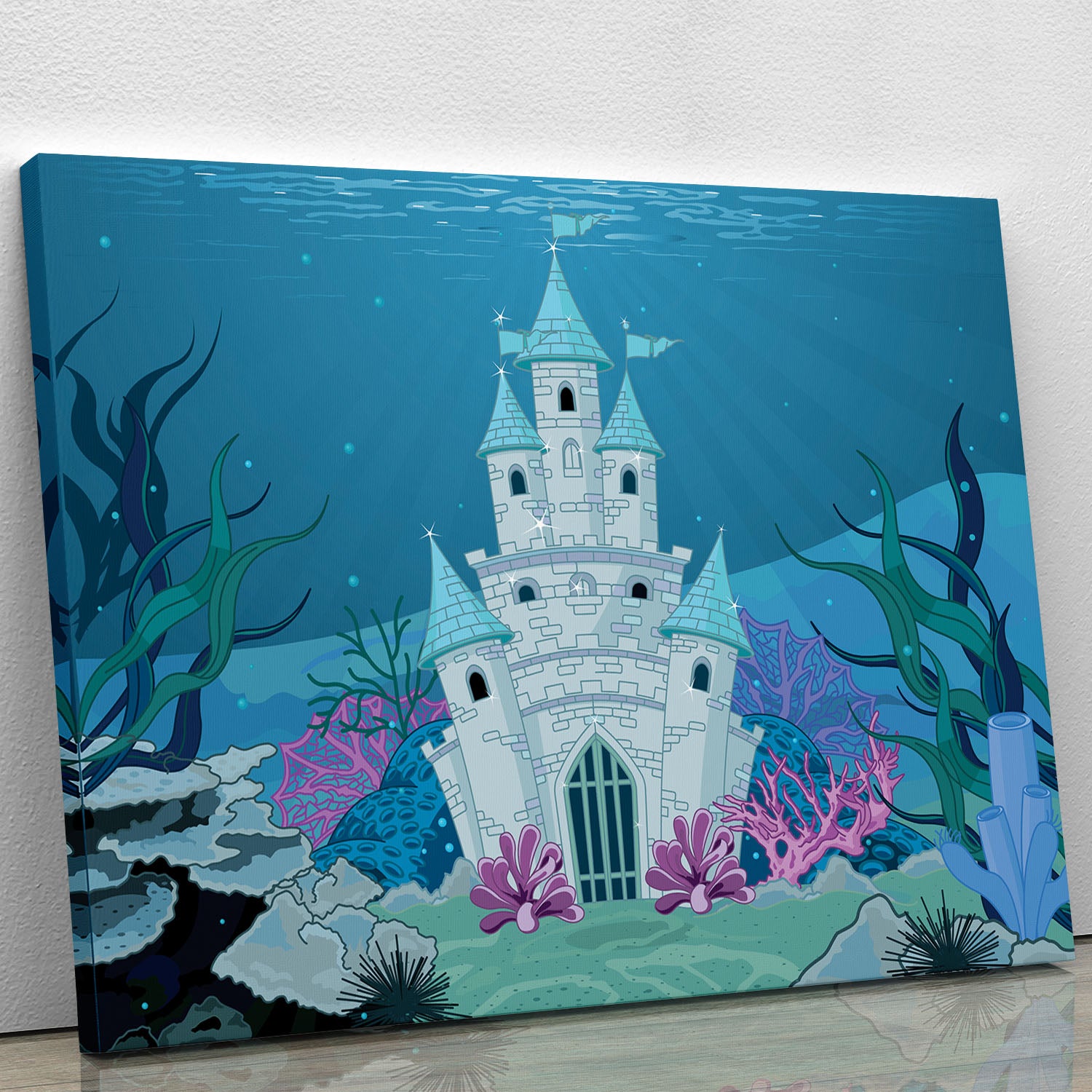 Fairy Tale Mermaid Princess Castle Canvas Print or Poster - Canvas Art Rocks - 1