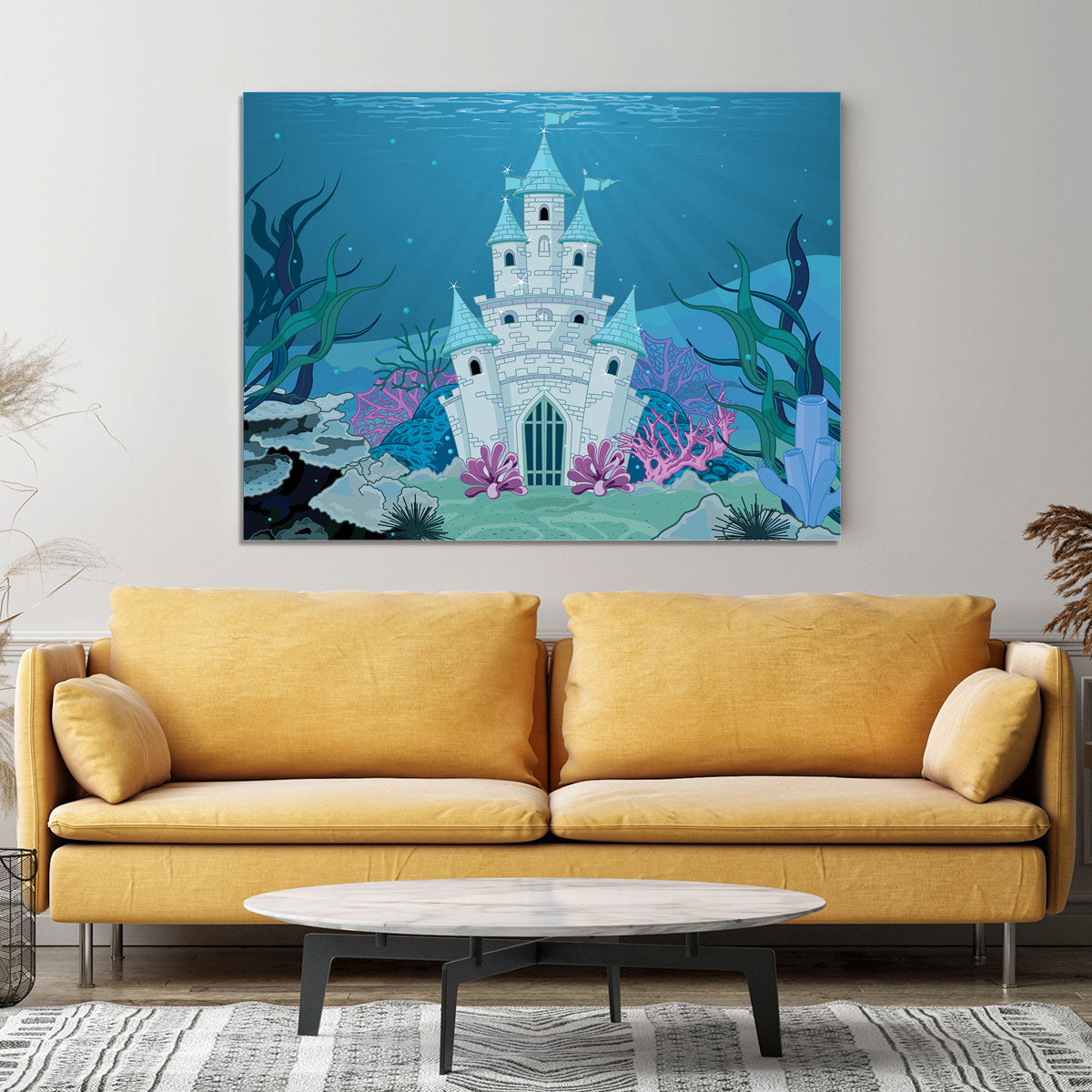 Fairy Tale Mermaid Princess Castle Canvas Print or Poster - Canvas Art Rocks - 4