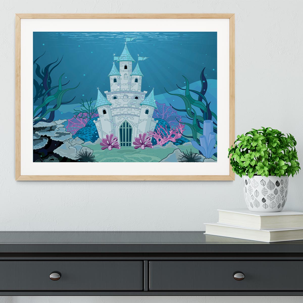Fairy Tale Mermaid Princess Castle Framed Print - Canvas Art Rocks - 3