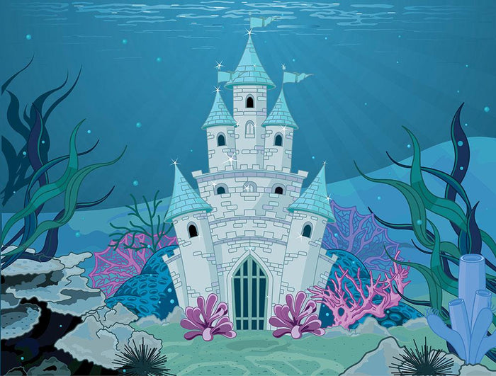 Fairy Tale Mermaid Princess Castle Wall Mural Wallpaper