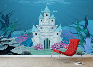 Fairy Tale Mermaid Princess Castle Wall Mural Wallpaper - Canvas Art Rocks - 3