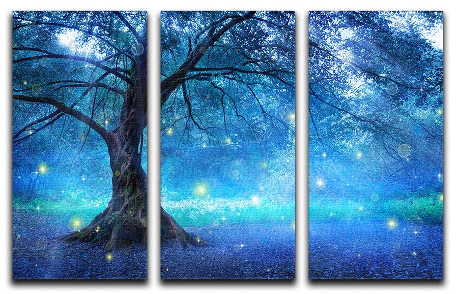 Fairy Tree In Mystic Forest 3 Split Panel Canvas Print - Canvas Art Rocks - 1