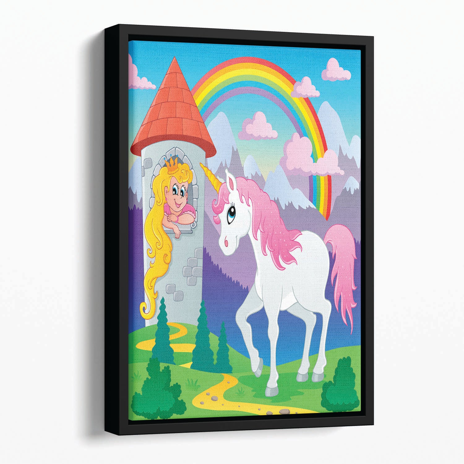 Fairy tale unicorn Floating Framed Canvas