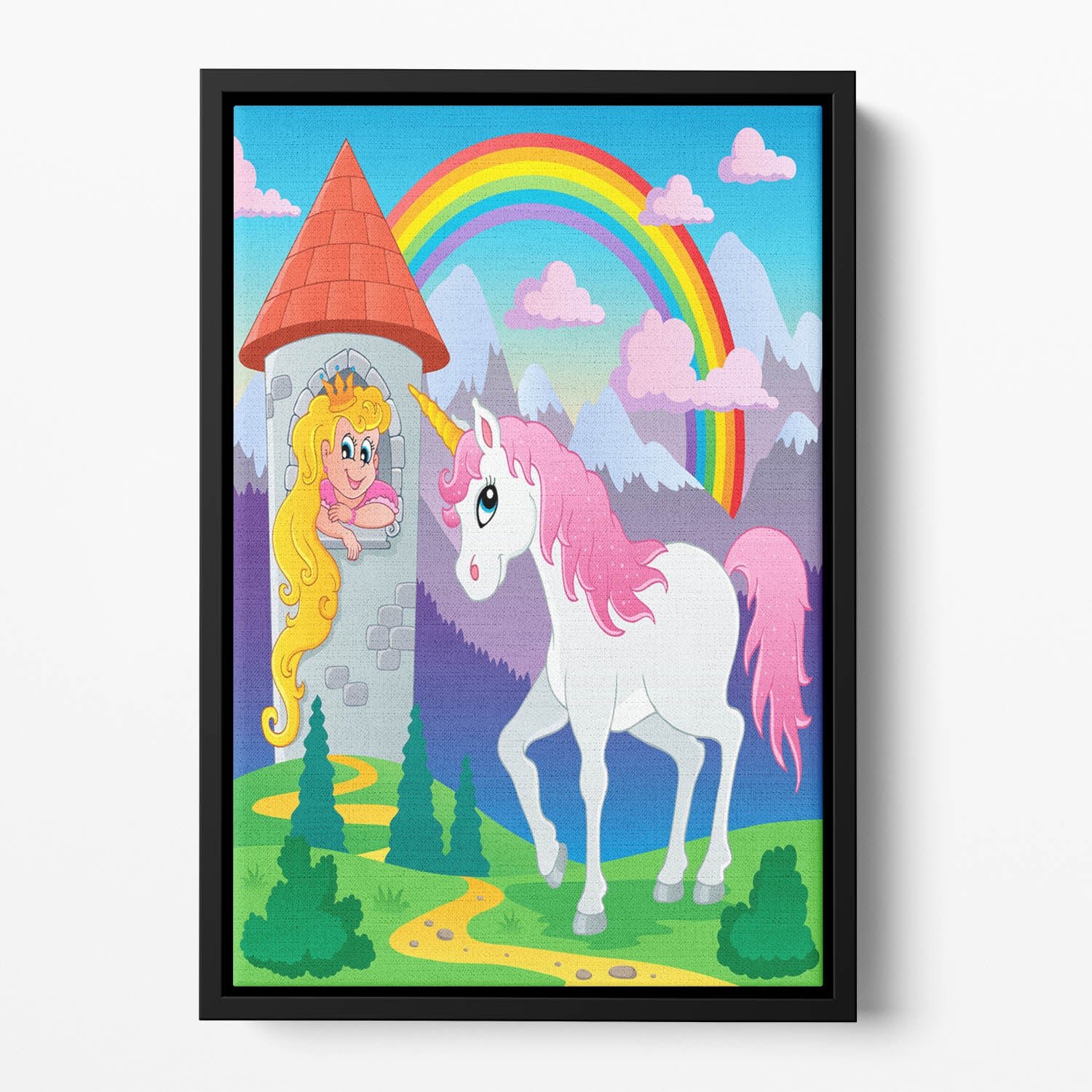 Fairy tale unicorn theme Floating Framed Canvas