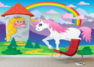 Fairy tale unicorn theme Wall Mural Wallpaper - Canvas Art Rocks - 3