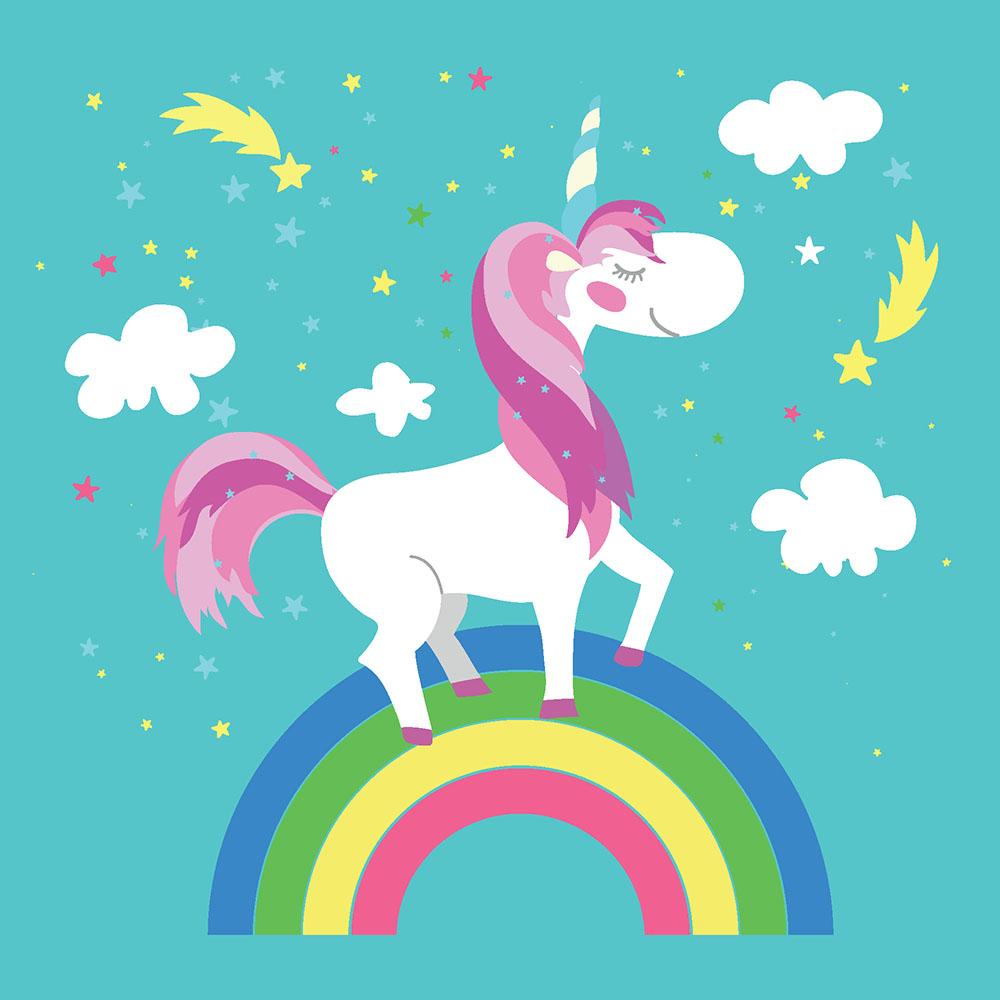 Fairy unicorn with rainbow Wall Mural Wallpaper - Canvas Art Rocks - 1