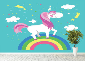 Fairy unicorn with rainbow Wall Mural Wallpaper - Canvas Art Rocks - 4