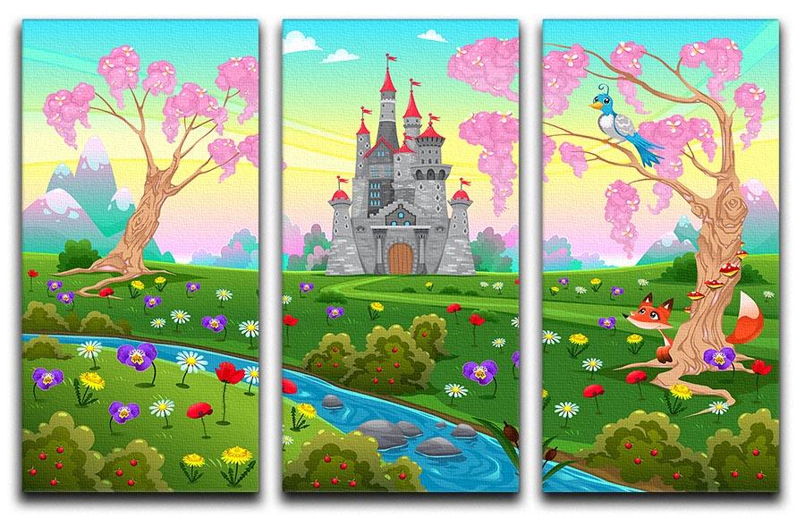 Fairytale scenery with castle 3 Split Panel Canvas Print - Canvas Art Rocks - 1