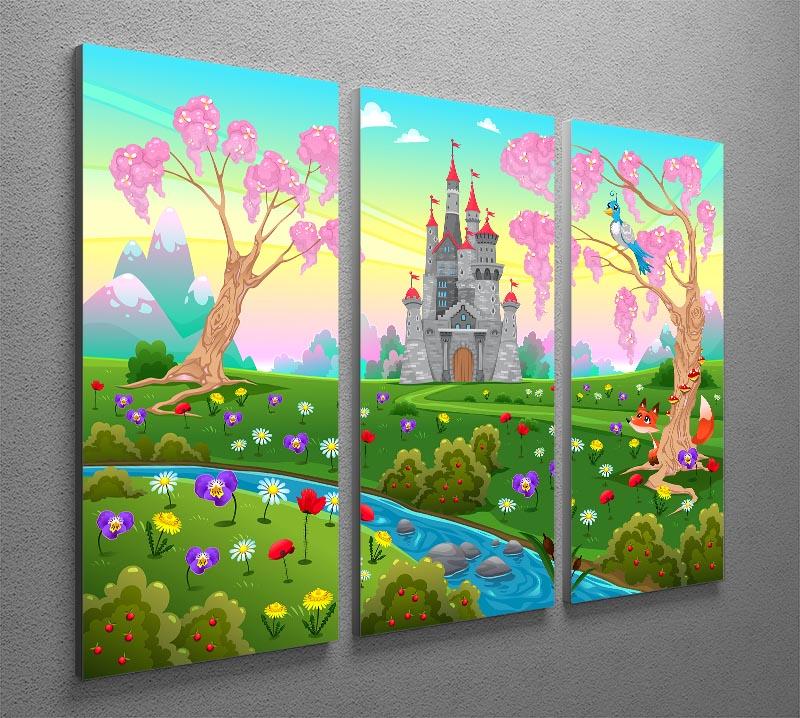 Fairytale scenery with castle 3 Split Panel Canvas Print - Canvas Art Rocks - 2