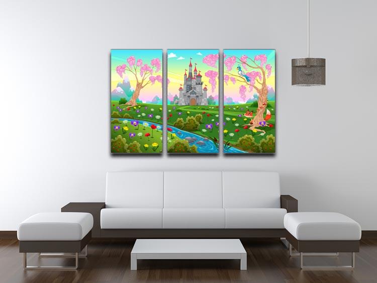 Fairytale scenery with castle 3 Split Panel Canvas Print - Canvas Art Rocks - 3