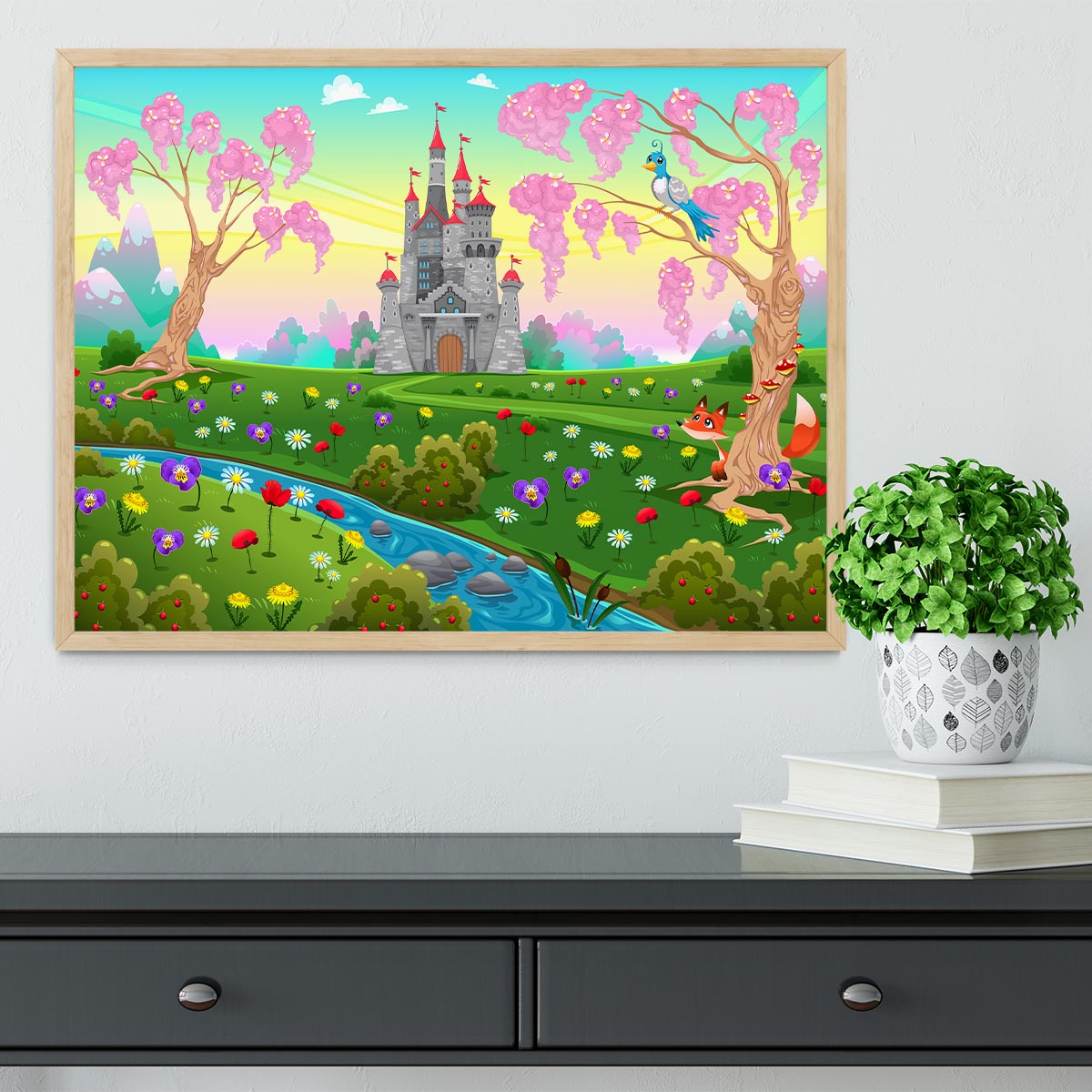 Fairytale scenery with castle Framed Print - Canvas Art Rocks - 4