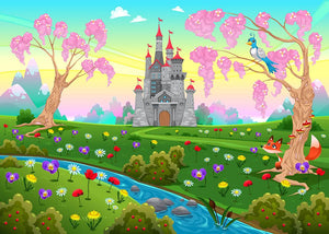 Fairytale scenery with castle Wall Mural Wallpaper - Canvas Art Rocks - 1