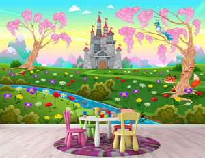 Fairytale scenery with castle Wall Mural Wallpaper - Canvas Art Rocks - 2