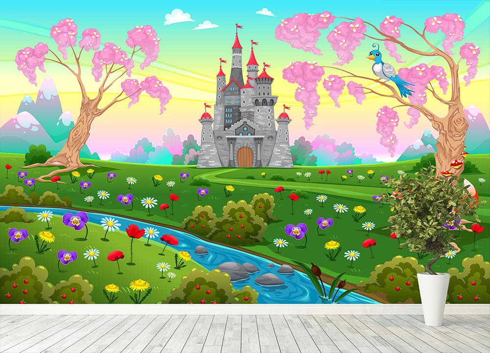 Fairytale scenery with castle Wall Mural Wallpaper | Canvas Art Rocks