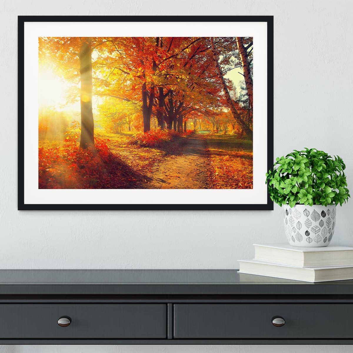 Fall Autumn Park Framed Print - Canvas Art Rocks - 1