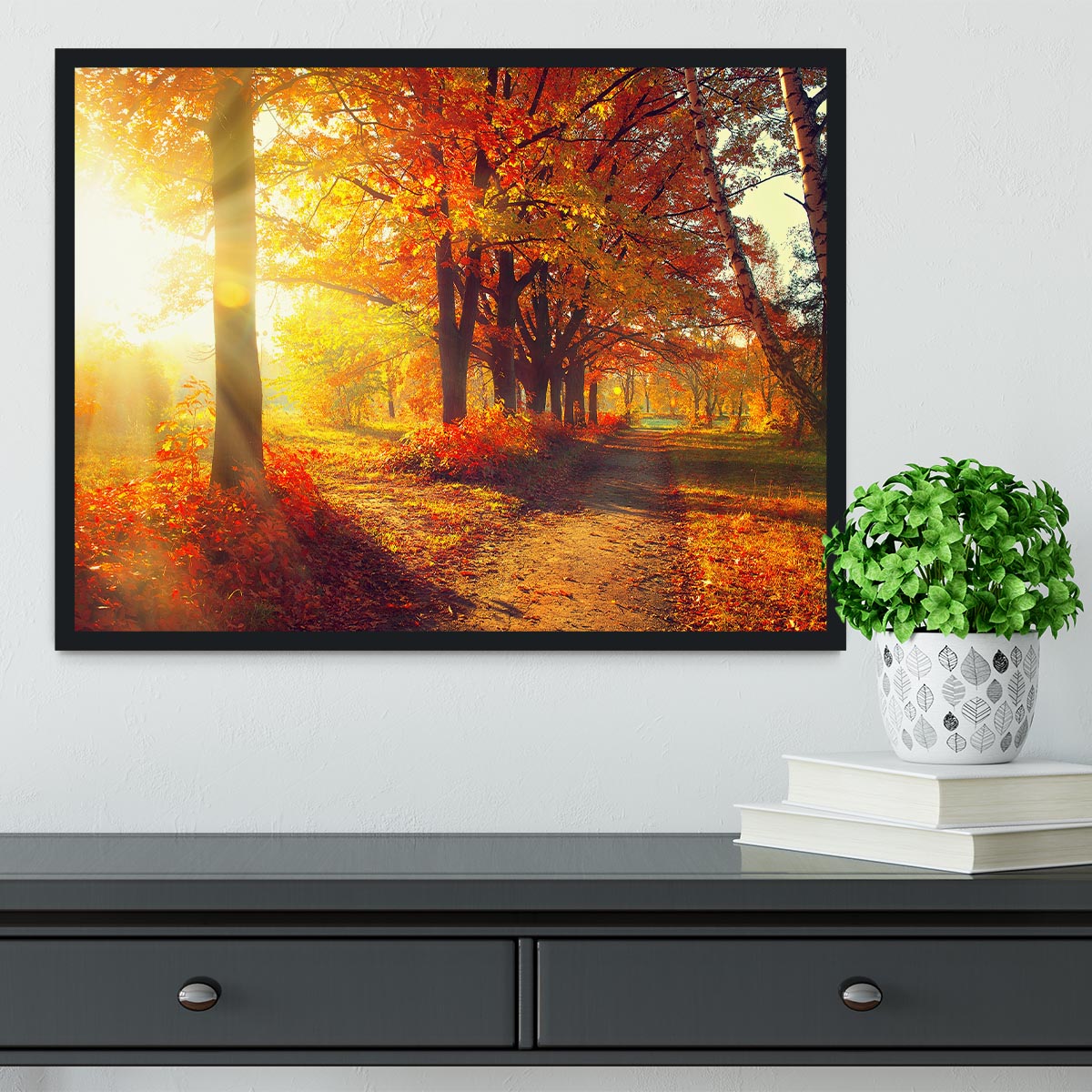 Fall Autumn Park Framed Print - Canvas Art Rocks - 2