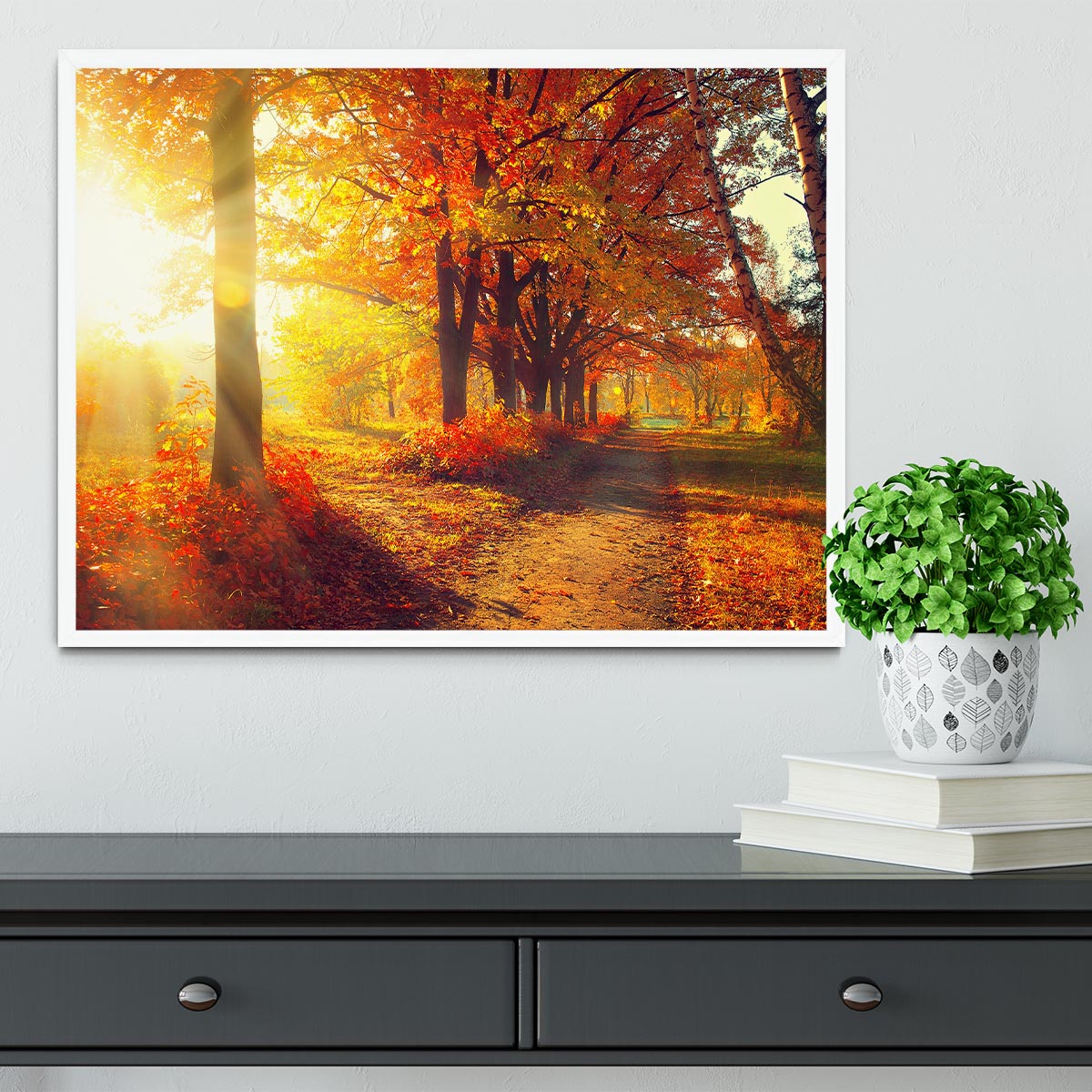 Fall Autumn Park Framed Print - Canvas Art Rocks -6