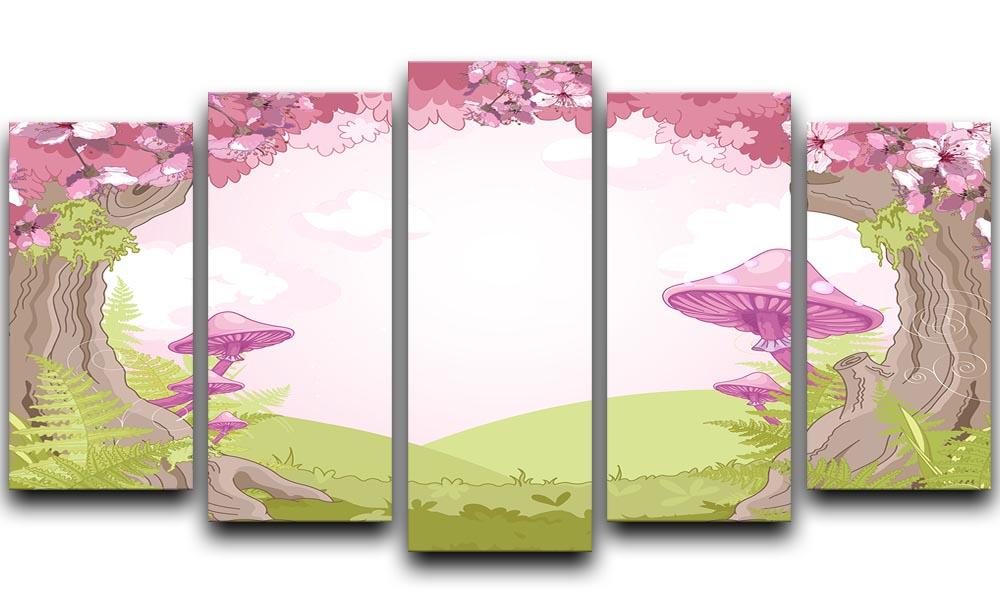 Fantasy landscape with mushrooms 5 Split Panel Canvas  - Canvas Art Rocks - 1