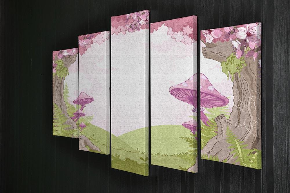 Fantasy landscape with mushrooms 5 Split Panel Canvas - Canvas Art Rocks - 2