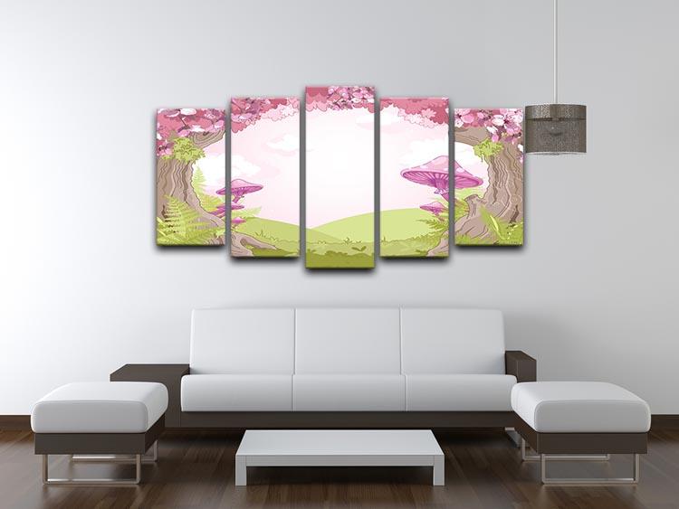 Fantasy landscape with mushrooms 5 Split Panel Canvas - Canvas Art Rocks - 3
