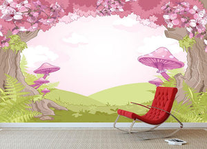 Fantasy landscape with mushrooms Wall Mural Wallpaper - Canvas Art Rocks - 3
