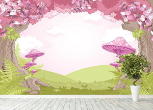 Fantasy landscape with mushrooms Wall Mural Wallpaper - Canvas Art Rocks - 4