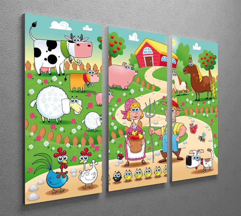 Farm Family 3 Split Panel Canvas Print - Canvas Art Rocks - 2