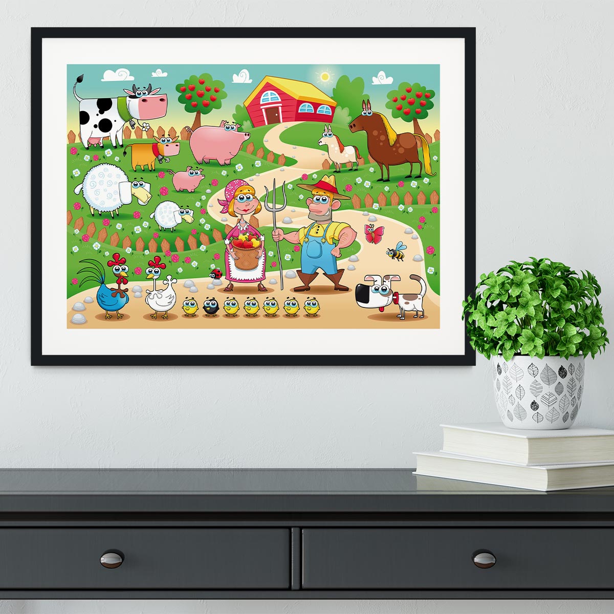 Farm Family Framed Print - Canvas Art Rocks - 1
