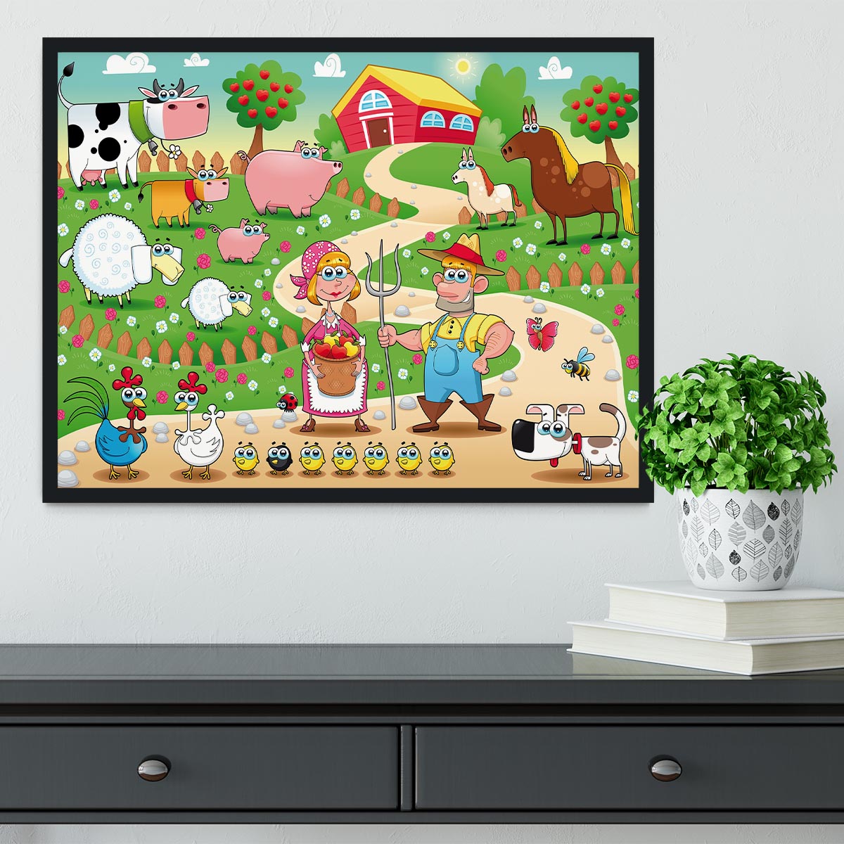 Farm Family Framed Print - Canvas Art Rocks - 2