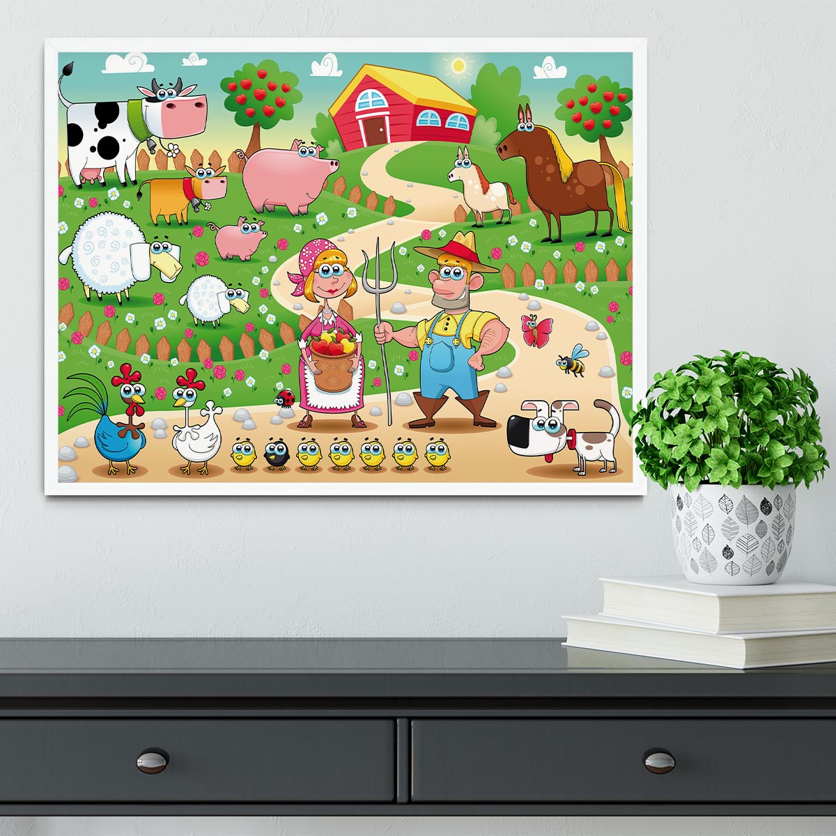 Farm Family Framed Print - Canvas Art Rocks -6