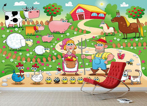 Farm Family Wall Mural Wallpaper - Canvas Art Rocks - 3