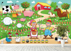 Farm Family Wall Mural Wallpaper - Canvas Art Rocks - 4