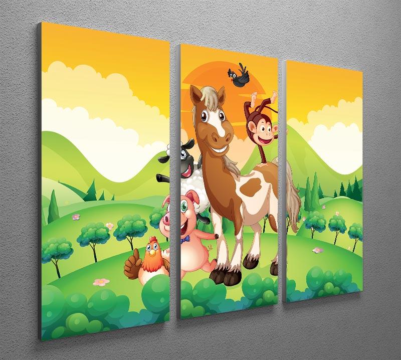 Farm animals in the field 3 Split Panel Canvas Print - Canvas Art Rocks - 2