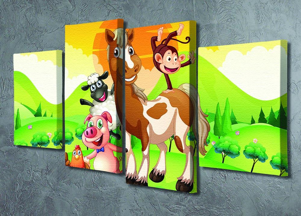 Farm animals in the field 4 Split Panel Canvas - Canvas Art Rocks - 2